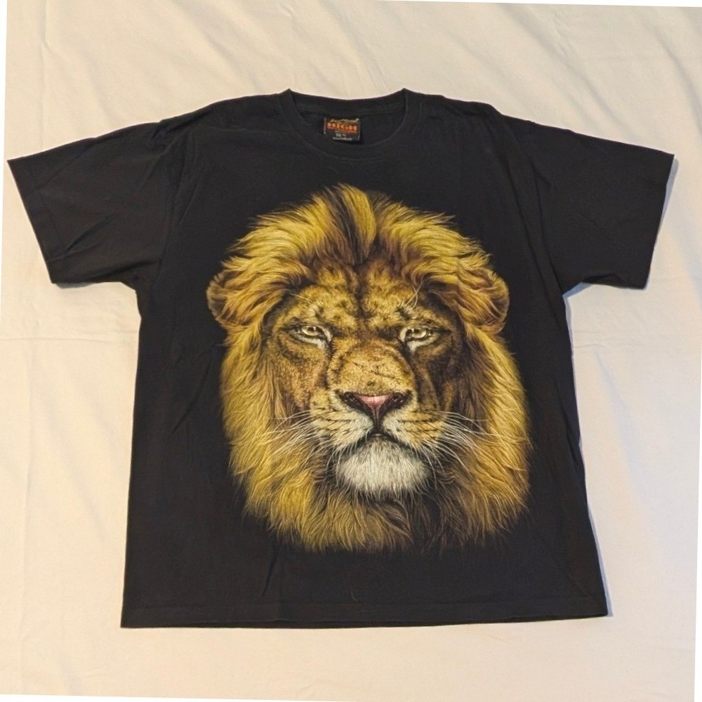 Rock Eagle High Definition Lion Graphic Tee Black XL Mens Double Sided Print
